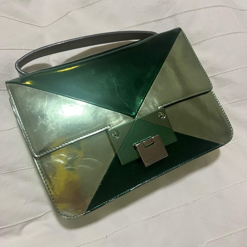 Jimmy Choo Metallic Green Multicolor Rebel Bag